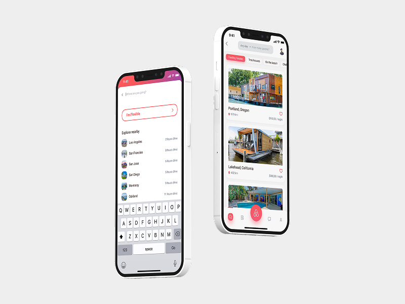 Airbnb mobile interface screens analyzed in UX Audit to improve filtering logic and listing layout usability