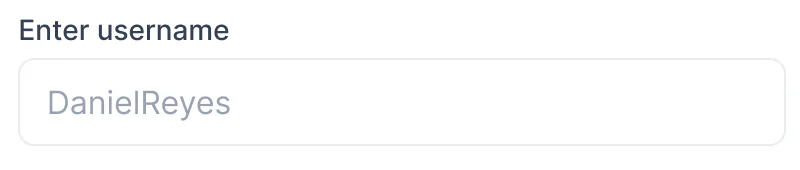 Empty field: Enter username with a grey hint