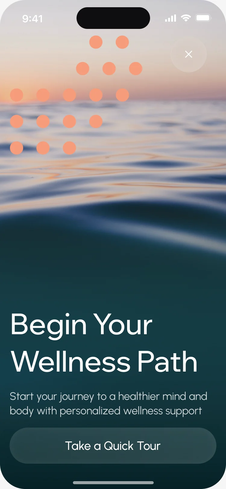 Begin Your Wellness Path over calm water, with Take a Quick Tour