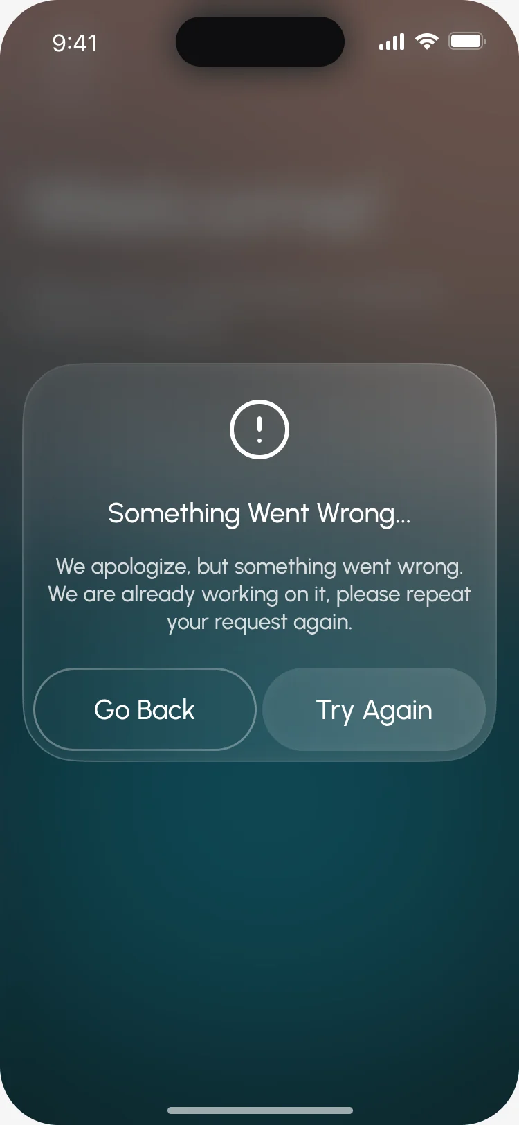 Something Went Wrong, with Go Back and Try Again