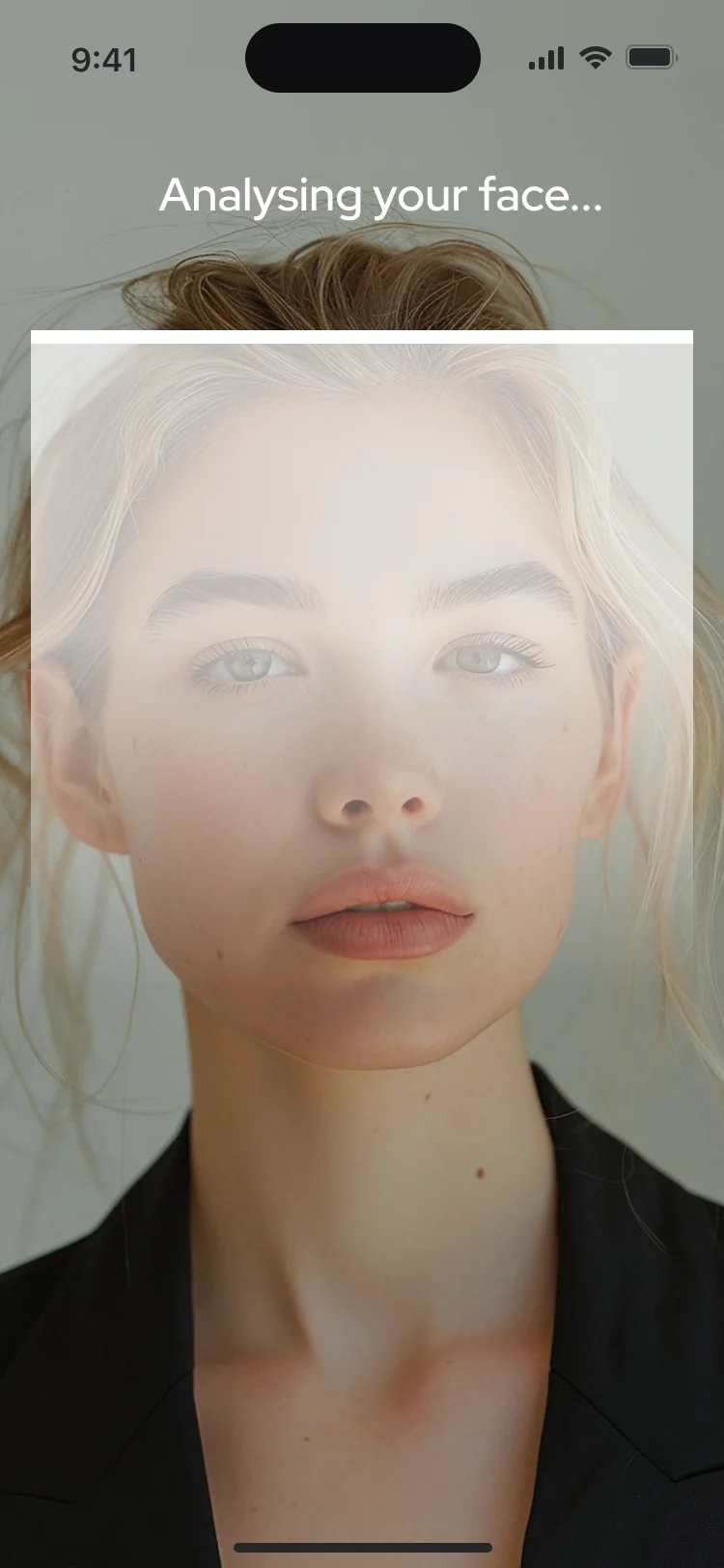 Analysing your face, over the captured photo, with a Skip link