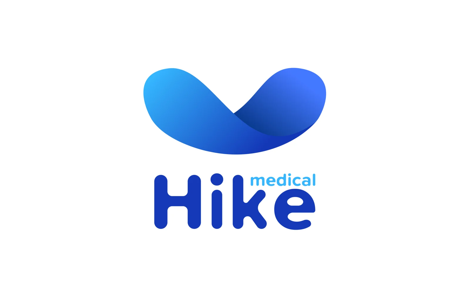The final Hike logo: a blue gradient wave above the Hike wordmark with medical in light blue