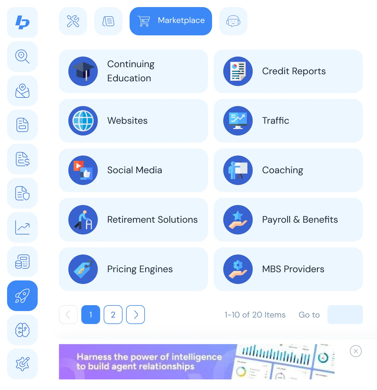 More Tools marketplace: ten categories from continuing education to MBS providers, page one of two