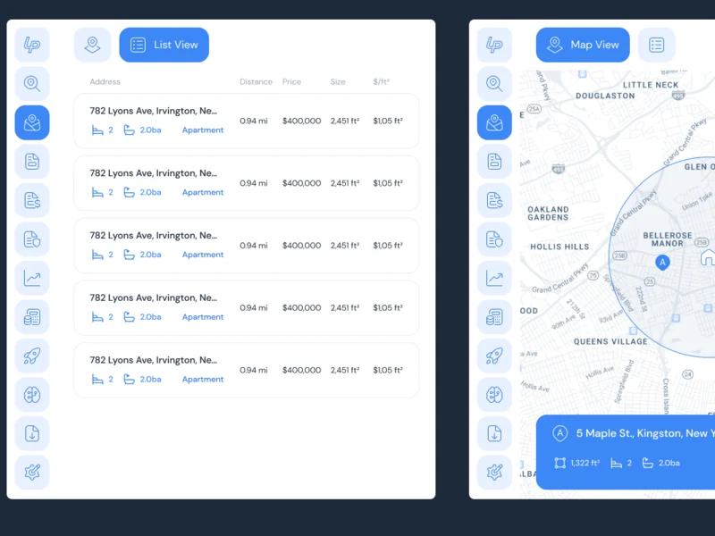 A blue visual direction for the extension: list and map views