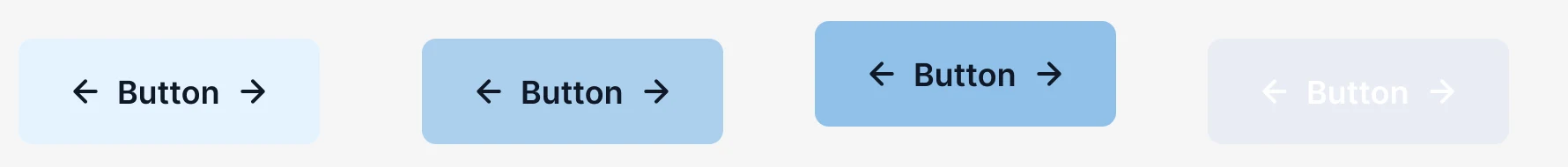 Secondary button in four states from left to right: default, hover, pressed and disabled