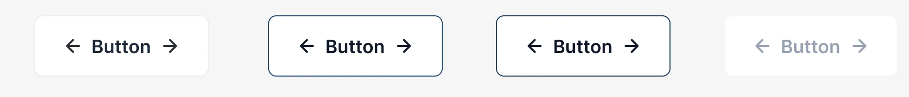 Tertiary button in four states from left to right: default, hover, pressed and disabled