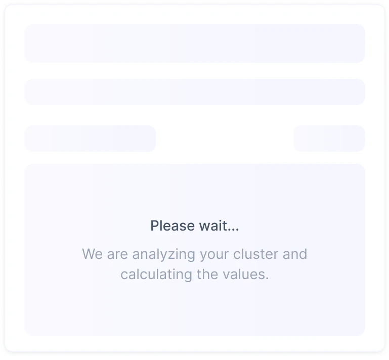 The same cluster card loading while the cluster is analysed