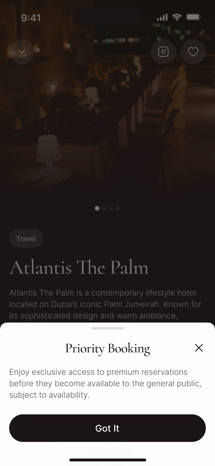 Atlantis The Palm with Priority Booking explained in a sheet: early access to premium reservations, subject to availability