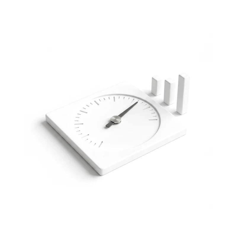 A flat ceramic plate carved with a gauge scale, a graphite needle on a steel hub, three ceramic bars of rising height beside it.