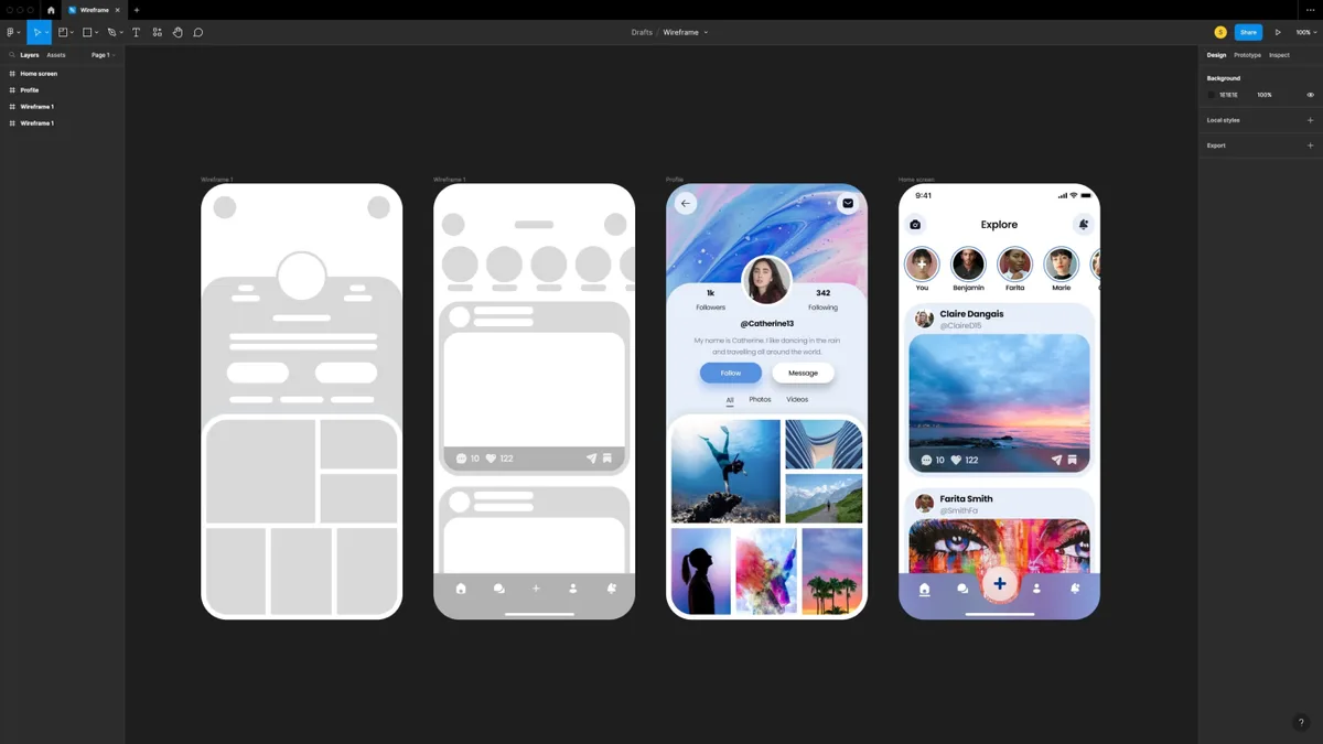 App design displayed on a computer screen, illustrating concepts from “The Ultimate Guide to Wireframes UX.”