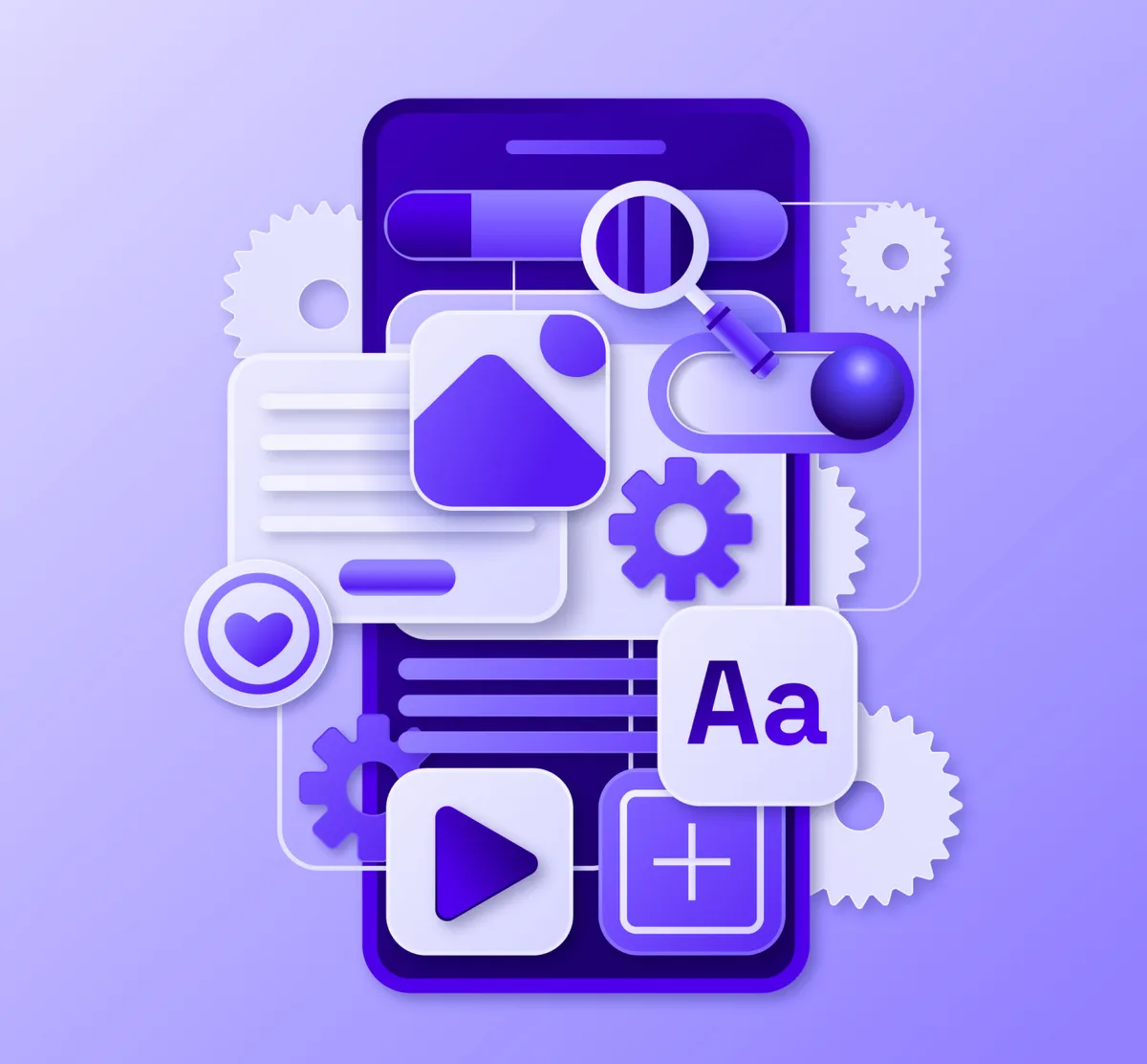 An illustration of a smartphone displaying various app icons, symbolizing the app design process.