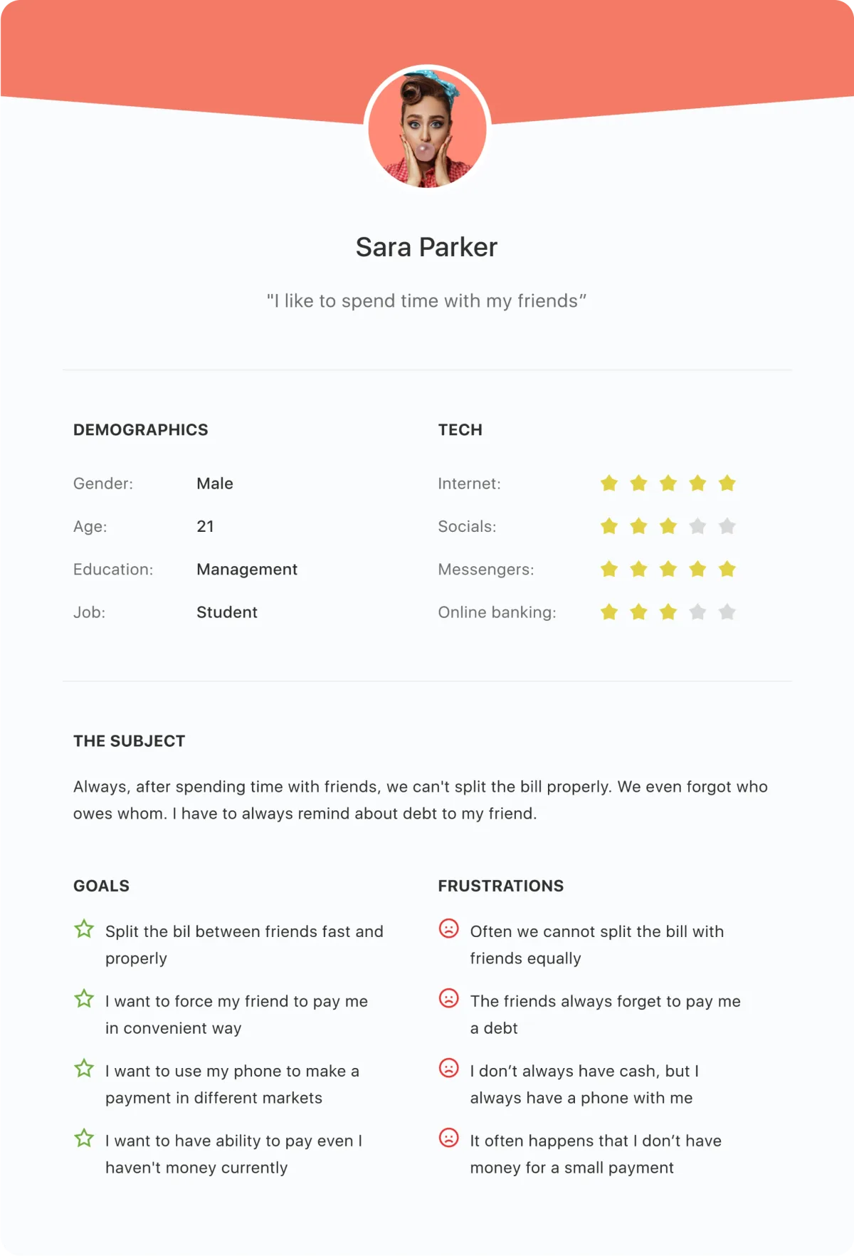 A resume featuring a profile picture and star rating, highlighting mobile and web app design in 2024.