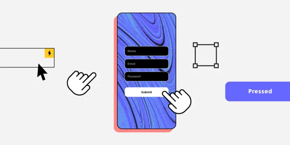 A phone displaying a prompt on the screen that instructs users to “press here” for enhanced user experience.