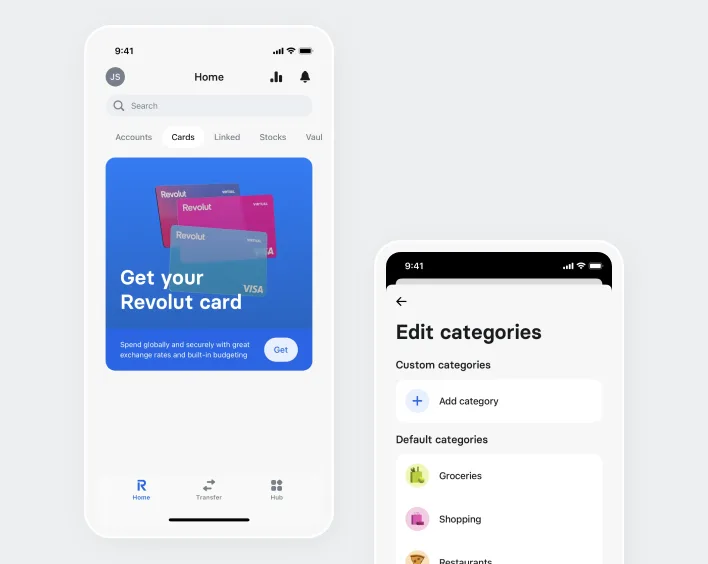 The app displays various types of cards, showcasing their unique designs and features in a user-friendly interface.