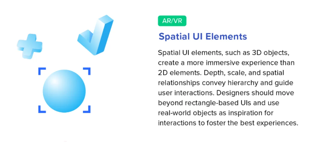 Spatial UI elements showcased in a screenshot, illustrating innovative trends that will transform user experience.