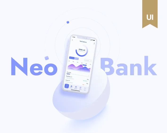 Mobile app design for a neo bank, showcasing innovative features and user-friendly interface by ANODA UX Design Agency.