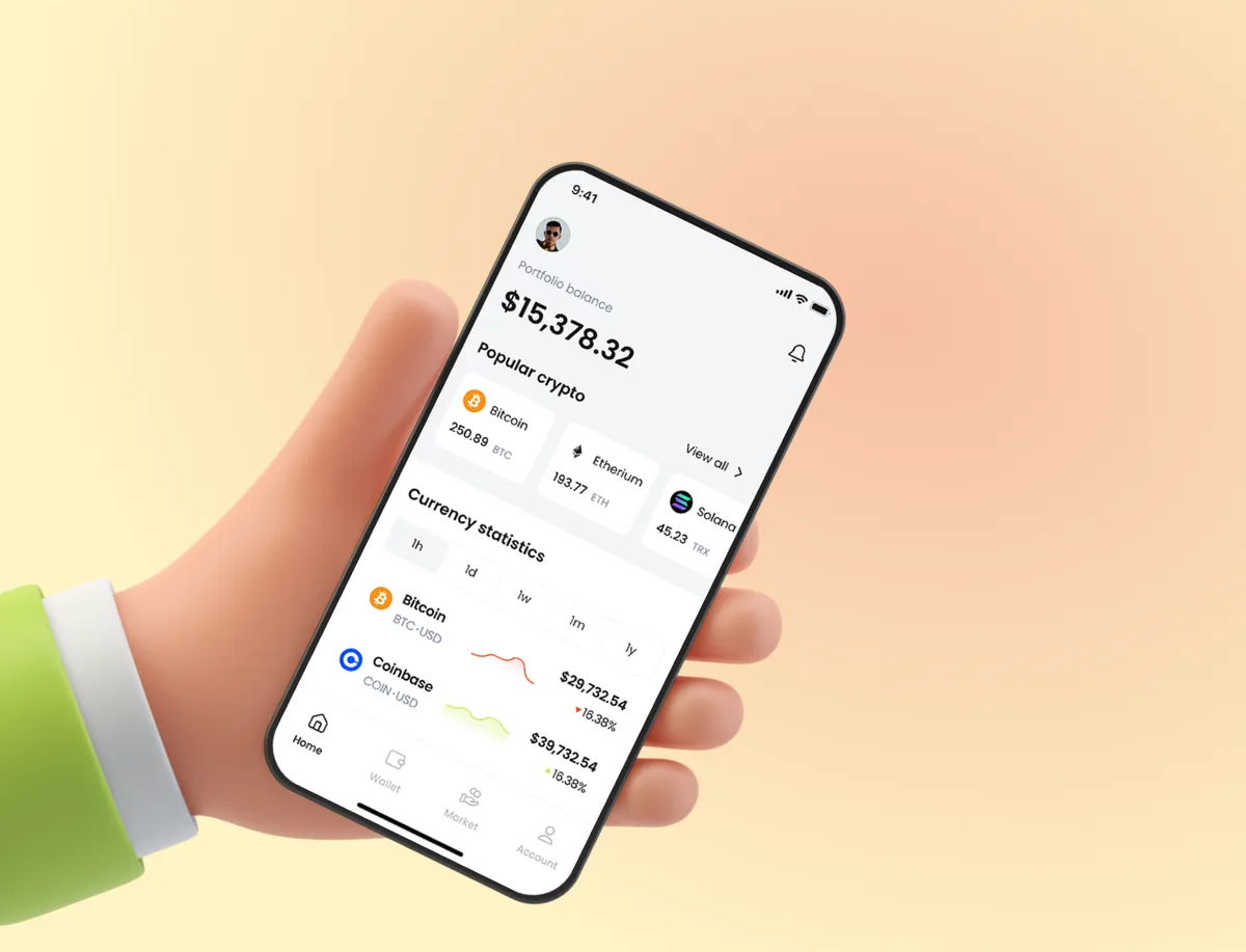 Bitcoin wallet app displayed on an iPhone, illustrating optimized user flow for enhanced UX design.