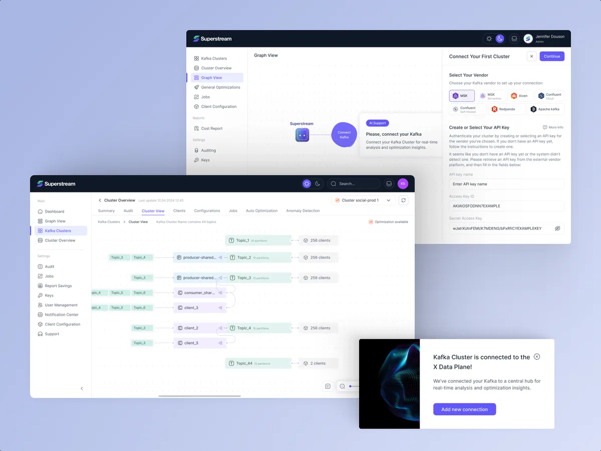 Connecting a first Kafka cluster