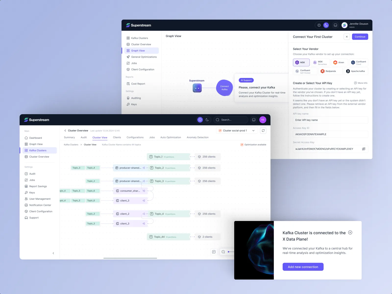 Connecting a first Kafka cluster