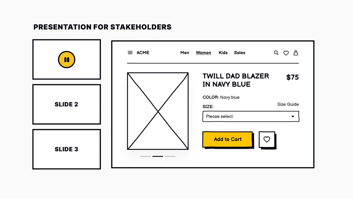 A professional presentation on wireframes and user experience design for a standalber display.