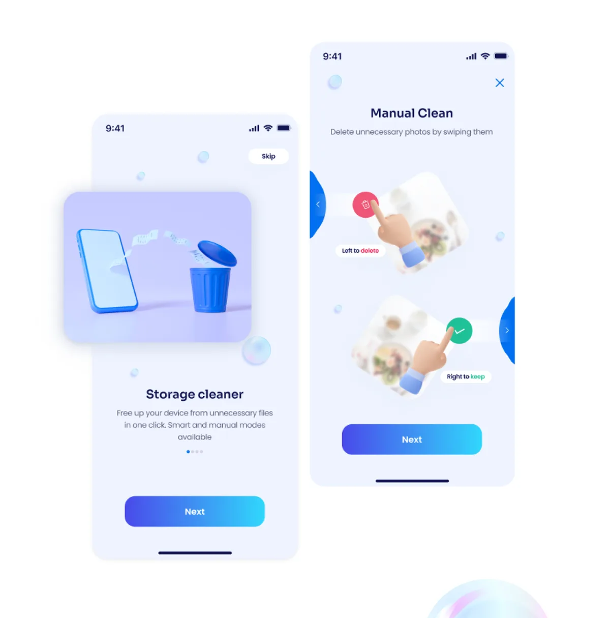 A mobile app interface displaying a user cleaning a trash can, illustrating effective UX design for optimized user flow.