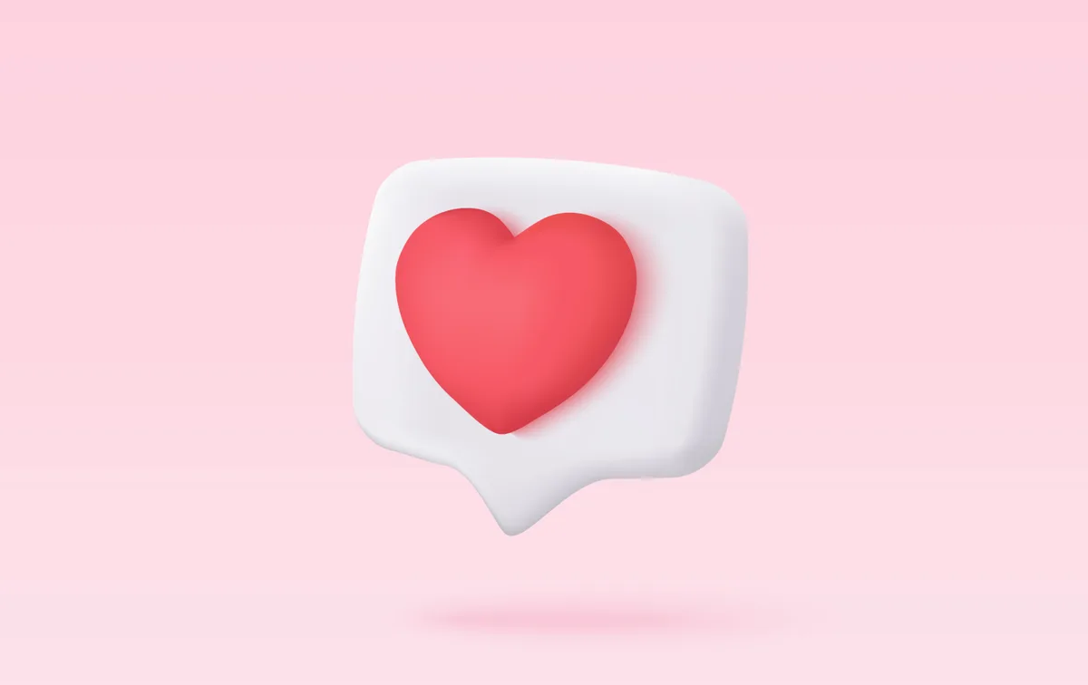 A speech bubble featuring a heart, symbolizing communication and affection in enterprise application design.